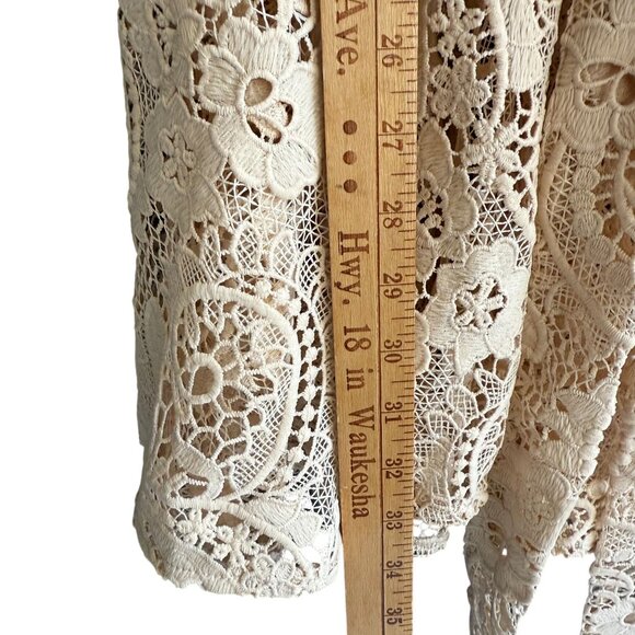 NWT Boston Proper Sheer Lace Belted Button Front Dress Women's 8 Beige - Picture 8 of 14